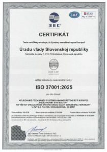 Certifikát ISO 37001:2016 - Systém manažérstva proti úplatkárstvu spoločnosti